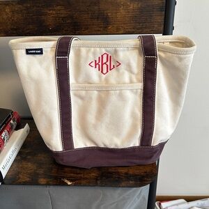 Lands' End Canvas Tote with Red Embroidery